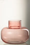 J-Line vaas Plat Rond - glas - roze - 20 cm hoog