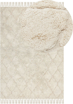 SILCHAR - Laagpolig vloerkleed - Beige - 140 x 200 cm - Katoen