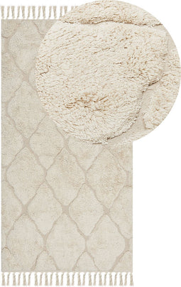 SILCHAR - Laagpolig vloerkleed - Beige - 80 x 150 cm - Katoen