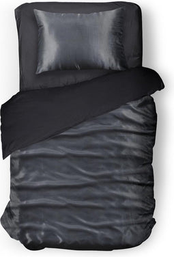 Silk Dekbedovertrek Glans Satijn - Anthracite - 140x200/220cm - 1 Persoons - Met Kussensloop 60x70