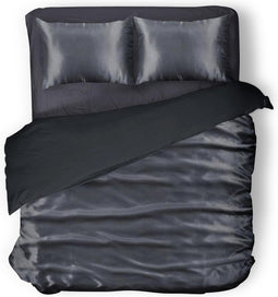 Silk Dekbedovertrek Glans Satijn - Anthracite - 240x200/220cm - Lits Jumeaux - Met 2 Kussenslopen 60x70