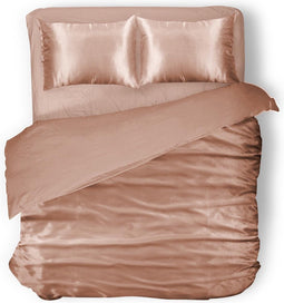 Silk Dekbedovertrek Glans Satijn - Taupe - 240x200/220cm - Lits Jumeaux - Met 2 Kussenslopen 60x70