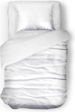 Silk Dekbedovertrek Glans Satijn - White - 140x200/220cm - 1 Persoons - Met Kussensloop 60x70