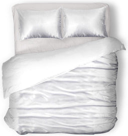Silk Dekbedovertrek Glans Satijn - White - 240x200/220cm - Lits Jumeaux - Met 2 Kussenslopen 60x70
