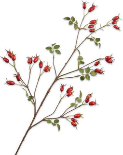 Silk-ka Kunstbloem-Zijden Bloem-Kunsttak Rozenbottel Tak Rood 95 cm