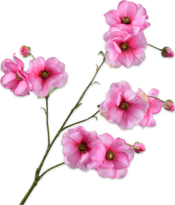 Silk-ka Kunstbloem-Zijden Bloem Ranonkel Tak Roze 69 cm