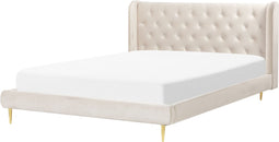 FORBACH - Tweepersoonsbed - Beige - 160 x 200 cm - Fluweel