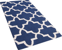 SILVAN - Laagpolig vloerkleed - Blauw - 80 x 150 cm - Wol