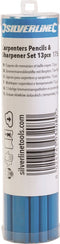 Silverline Timmermanspotloden set - ovaalvormig - zacht lood - 13-delig - inclusief puntenslijper