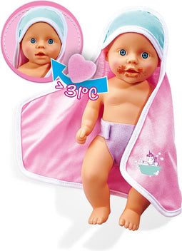 Simba - New Born Baby - Babypop voor in de bad - verandert van kleur - 30 cm - inclusief spons en handdoek - babypop