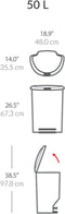 Simplehuman - Prullenbak Half Rond 50 Liter - Wit - Kunststof