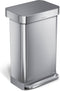 Simplehuman - Prullenbak Liner Pocket met Kunststof Deksel 45 liter - Zilver - Roestvast Staal
