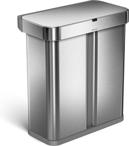 Simplehuman - Prullenbak Liner Sensor Pocket Voice Control Recycler 24 + 34 liter - Zilver - Roestvast Staal