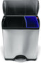 Simplehuman Rectangular Classic Recycler Prullenbak - 30+16 l - Zilver