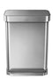 Simplehuman Rectangular - Prullenbak - 55 Liter Inhoud - Met Soft Close Deksel - RVS