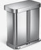 Simplehuman Rectangular - Prullenbak - 58 Liter Inhoud - Met 2 Compartimenten - Zilver