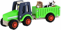 Simply For Kids Houten Tractor + Aanhanger En Dieren