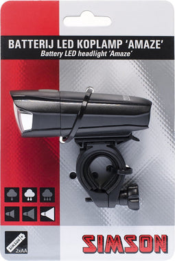 Simson Koplamp Amaze Led Batterijen Zwart