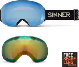 Sinner Avon Skibril - mat zwart - incl 2 lenzen - One size