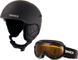 Sinner COMBI-PACK - CREST skihelm + TOXIC skibril - Zwart - Maat S