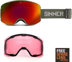 Sinner SNOWFLAKE skibril - Mosgroen - incl 2 lenzen