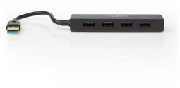 Nedis UHUBU3410BK - USB-hub 4-poorts USB 3.2 (Gen1 5Gb/s) - Zwart