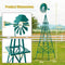 Costway Windmolen Metaal - Sierwindmolen 253 cm - Weerbestendig Groen