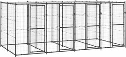 vidaXL - Hondenkennel - met - dak - 9,68 - m² - staal