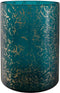 PTMD Silvy Rond Windlicht - H25,5 x Ø19 cm - Glas - Turquoise/goud