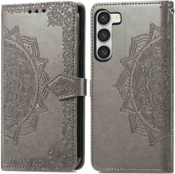 iMoshion Hoesje Geschikt voor Samsung Galaxy S23 Hoesje Met Pasjeshouder - iMoshion Mandala Bookcase - Grijs
