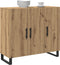 vidaXL - Dressoir - met - 3 - Deuren - Artisan - Eikenhout - 90x34x80 - cm - Gelaagd - Hout