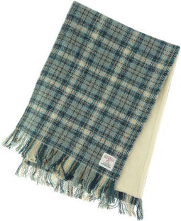 Sjaal Harris Tweed Licht Blauw en Creme (Duck Egg and Cream) - Zachte Fleece binnenkant - 25 x 155 - Glen Appin of Scotland