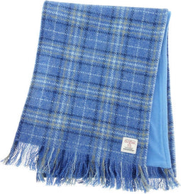 Sjaal Harris Tweed Lichtblauw Geruit- Zachte Fleece binnenkant - 25 x 155 - Glen Appin of Scotland