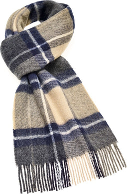 Sjaal Madison Blauw (Navy) Camel - Meriono Lamswol - 25 x 190 - Bronte by Moon Scotland