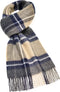 Sjaal Madison Blauw (Navy) Camel - Meriono Lamswol - 25 x 190 - Bronte by Moon Scotland