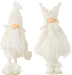 J-Line kerstfiguur Engel Hart - textiel - wit - small - 2 stuks