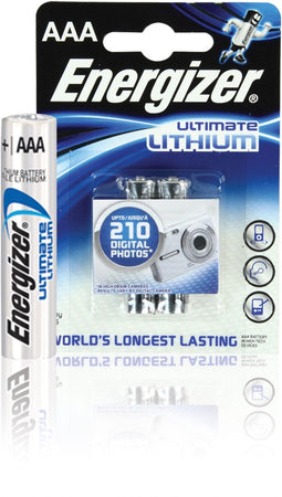 Energizer ENLITHIUMAAAP2 - Lithium FR03 Batterijen - 1,5 V 1150 mAh - Grijs (2 stuks)