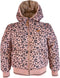 Nono Bella - Meisjes Jas - Waterafstotend met capuchon - Vintage roze luipaardprint - Maat 134/140
