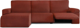 Hoes voor chaise longue met korte armleuning links Eysa JAZ Donkerrood 120 x 120 x 360 cm