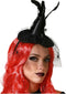 Halloween heksenhoed - mini hoedje op diadeem - one size - zwart - met sluier - meisjes/dames