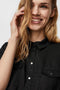 VERO MODA VMSILJA SS SHORT SHIRT DRESS GA NOOS - Dames Jurk - Tailleband en knoopsluiting - Denim