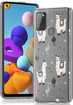 iMoshion Hoesje Geschikt voor Samsung Galaxy A21s Hoesje Siliconen - iMoshion Design hoesje - Roze / Allover Llama