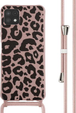 iMoshion Hoesje Geschikt voor Samsung Galaxy A22 (5G) Hoesje Met Koord - iMoshion Siliconen design hoesje met koord - Roze / Animal Pink