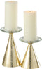 J-Line kaarshouder Pilaar - aluminium/glas - goud/transparant - 2 stuks
