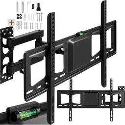 tectake® TV Beugel - TV-muurbeugel - Kantelbaar en Draaibaar - VESA max. 400x400 - Voor 81cm-254cm (32-100") - Draagkracht max. 60kg - Zwart