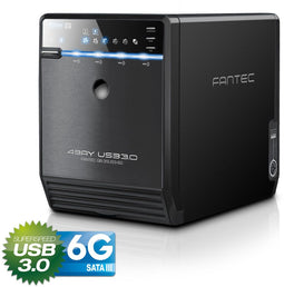 Fantec QB-35US3-6G - JBOD-box - 4x 3.5" SATA - USB 3.0 eSATA - Zwart