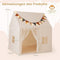 Coast Speeltent - Kinder Speelhuisje - Antislip Mat Lichtslinger Vlaggetjes - Beige 123 x 107 x 137 cm