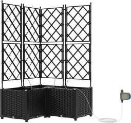 vidaXL - Tuinplantenbakken - met - waterirrigatiesysteem - - - 3 - stuks - - - Zwart