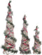 Decoratie DKD Home Decor Kerstmis LED Kegels 3 Onderdelen Rotan Besneeuwd (20 x 20 x 80 cm)