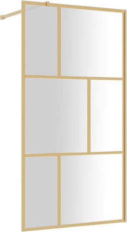 vidaXL - Inloopdouchewand - transparant - 100x195 - cm - ESG-glas - goudkleurig
